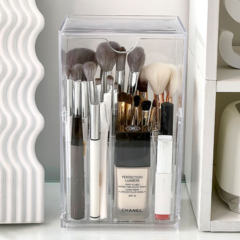 Κουτί αποθήκευσης πινέλων μακιγιάζ γραφείου, ανθεκτικό στη σκόνη, κουτί αποθήκευσης καλλυντικών υψηλής ποιότητας, κραγιόν, μολύβι φρυδιών, κουβάς πινέλων για τραπέζι