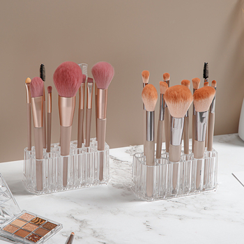 Διασυνοριακή βάση αποθήκευσης πινέλων καλλυντικών 26 οπών, κουτί φινιρίσματος για στυλό γραφείου, βαρέλι αποθήκευσης, διαφανής βάση αποθήκευσης