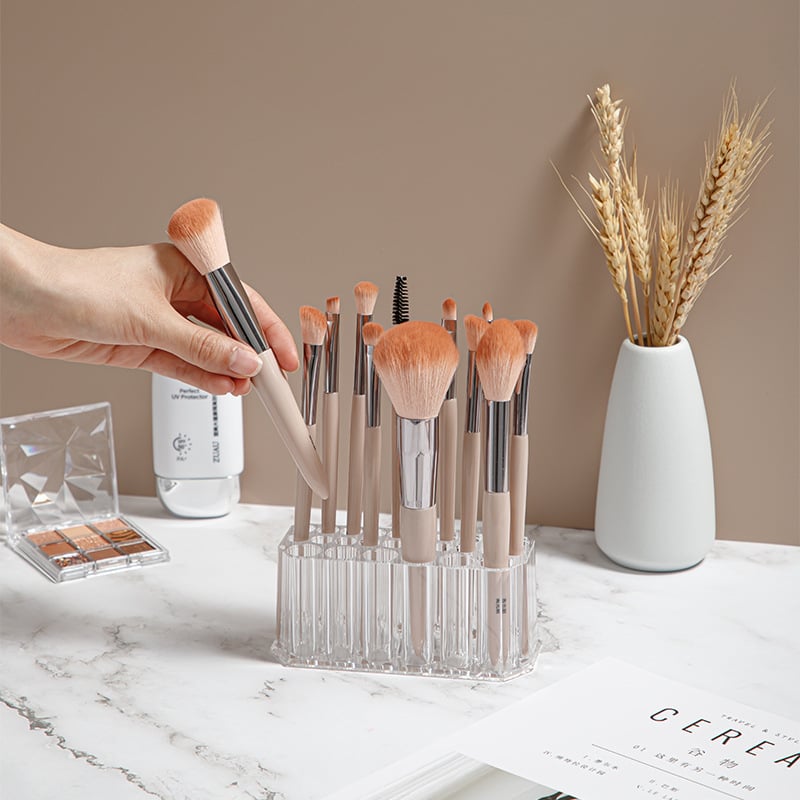 Suport de depozitare pentru pensule cosmetice cu 26 de găuri, cutie de finisare pentru depozitarea creionului de ochi, suport pentru stilou de birou, butoi de depozitare, suport transparent pentru depozitare