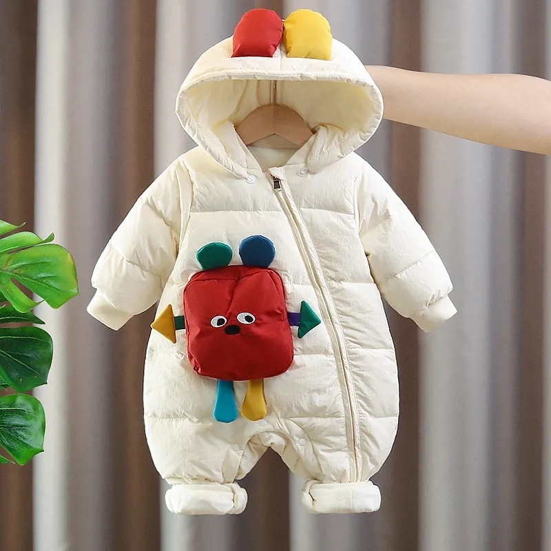 pf273 kūdikio medvilninis kombinezonas, sustorintas kūdikio žieminiai drabužiai, madingi išeiginiai drabužiai, super mielas robotas