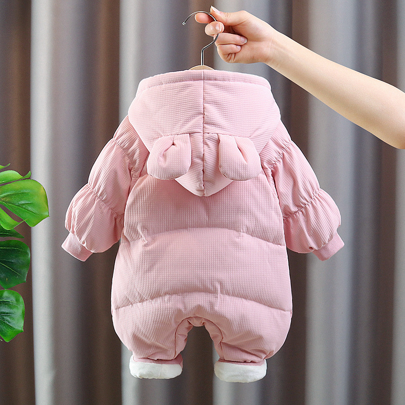 Kūdikių drabužiai, rudens ir žiemos kostiumai, storo aksomo medvilniniai drabužiai, naujagimių mergaičių šilti kombinezonai, žiemos išvykų princesių drabužiai