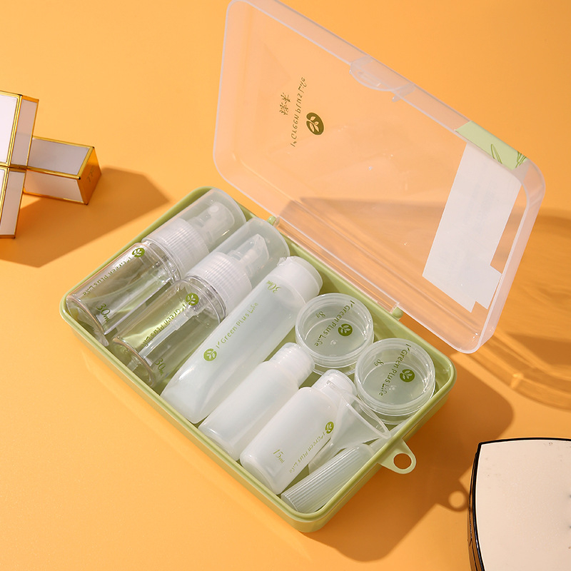 Ceļojumu pudelēs pildīta 10 daļu komplekts Pārnēsājama kosmētikas un ādas kopšanas tukša pudele Lidmašīnas spiedpoga mazgāšanas losjona pudele