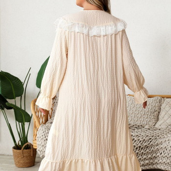 Διασυνοριακό εξωτερικό εμπόριο άνοιξη και καλοκαίρι συν μέγεθος γυναικείο νυχτικό με μανίκια με φυσαλίδες παλάτι άνεμο χαλαρό και άνετο ζαρωμένο νυχτικό από βαμβάκι, πωλήσεις εργοστασίων