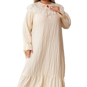 Διασυνοριακό εξωτερικό εμπόριο άνοιξη και καλοκαίρι συν μέγεθος γυναικείο νυχτικό με μανίκια με φυσαλίδες παλάτι άνεμο χαλαρό και άνετο ζαρωμένο νυχτικό από βαμβάκι, πωλήσεις εργοστασίων