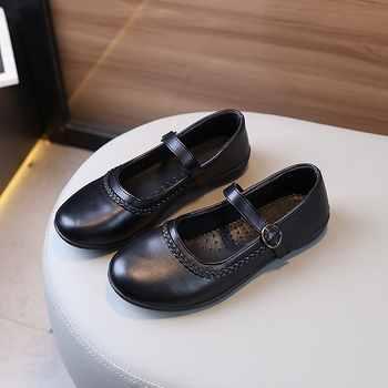 Детски принцески обувки за момичета, пролет/есен, нови, студентски, кампус, британски, за момичета, с мека подметка, черни, кожени обувки