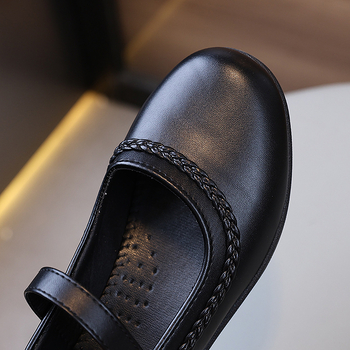 Детски принцески обувки за момичета, пролет/есен, нови, студентски, кампус, британски, за момичета, с мека подметка, черни, кожени обувки