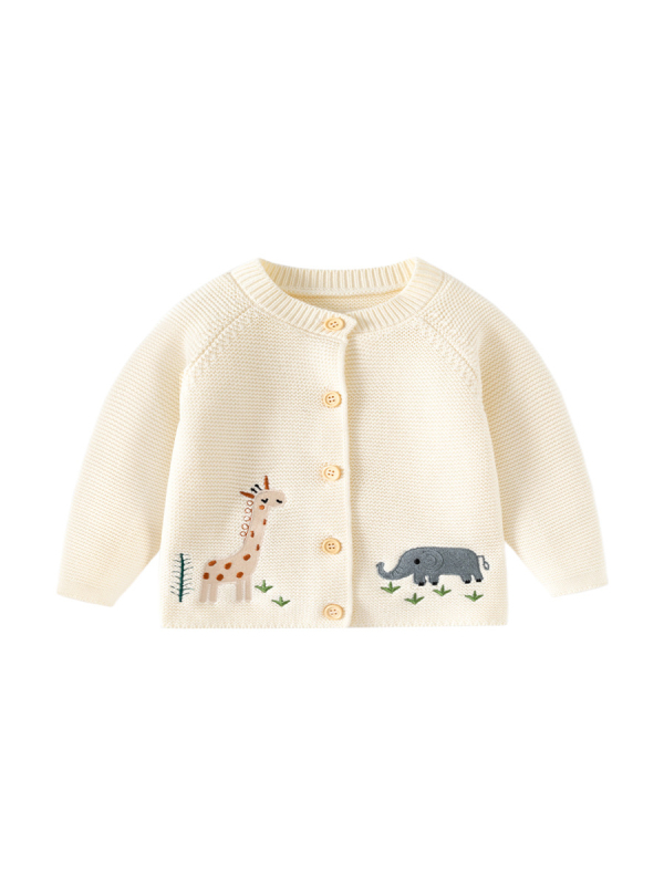 Pamučni dječji džemper Happy Animal Class a za jesen i zimu, pleteni dječji kardigan, jednobojni slatki dječji kaputić