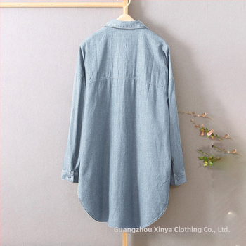 Sügis 2022 uus üherealine sinine elegantne pendelrätik pikkade varrukatega kardigan teksariidest pikkade varrukatega ühevärviline puuvillane revääriga särk