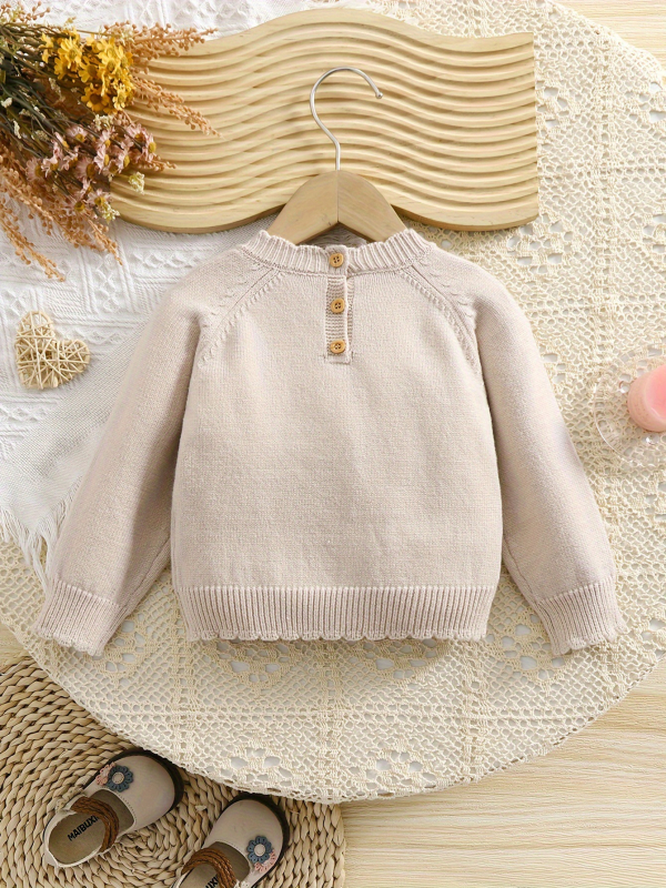 Pleteni pulover dugih rukava s vezom trešnje - prikladan za dječje svakodnevno nošenje i putovanja, modni stil za djecu preko granica