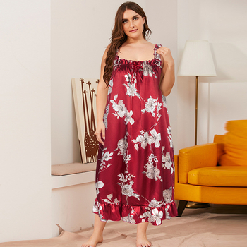 Amazon διασυνοριακές πιτζάμες από μετάξι πάγου plus size γυναικεία καλοκαιρινά λεπτά ρούχα για το σπίτι μακριά γυναικεία νυχτικά χονδρικής SQ22065