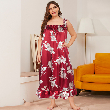 Amazon διασυνοριακές πιτζάμες από μετάξι πάγου plus size γυναικεία καλοκαιρινά λεπτά ρούχα για το σπίτι μακριά γυναικεία νυχτικά χονδρικής SQ22065