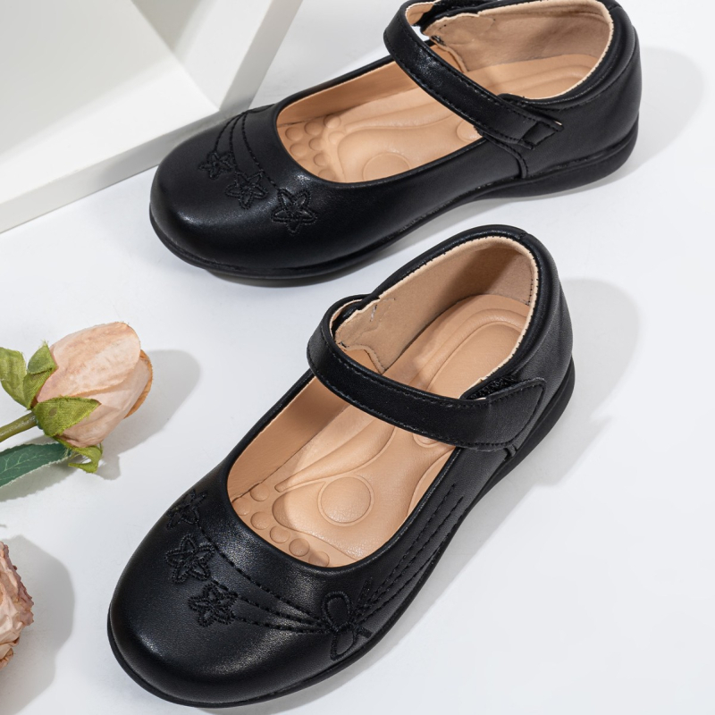 Кожени обувки за момичета, пролет 2025, нови обувки за момичета, ученически обувки в британски стил, модни черни обувки за бебета