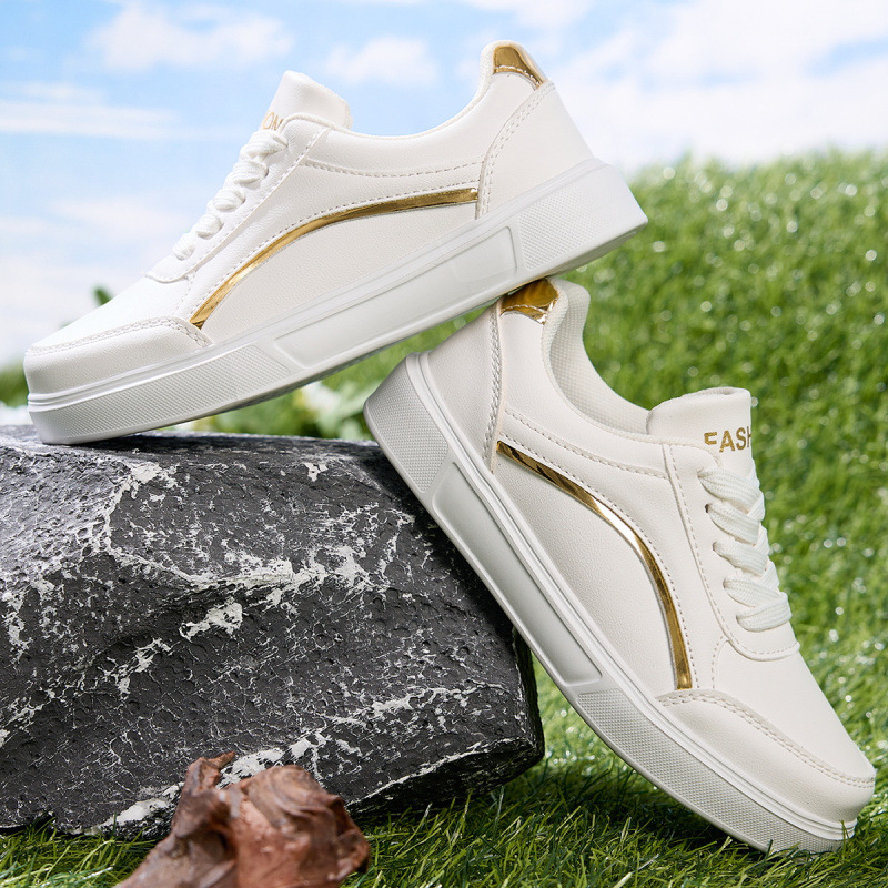 2025. gada pavasara jaunās, daudzpusīgās, populārās, baltās studentu kurpes, sieviešu vasaras sporta, plakanās, ikdienas, biezas zoles, augstuma palielināšanas kurpes