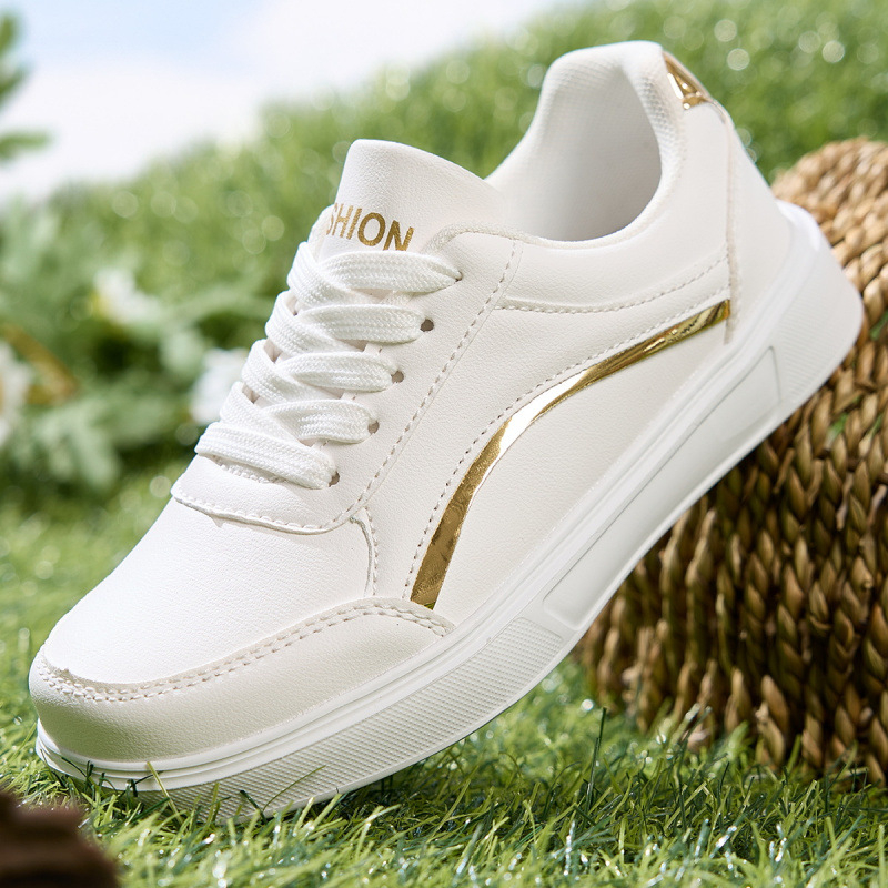 2025. gada pavasara jaunās, daudzpusīgās, populārās, baltās studentu kurpes, sieviešu vasaras sporta, plakanās, ikdienas, biezas zoles, augstuma palielināšanas kurpes