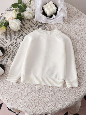 Πουλόβερ Φθινοπώρου και Χειμώνα Ευέλικτο για Βρέφη και Μικρά Παιδιά, Υπόλευκο, Στρογγυλό Λαιμόκοψη, Κεντημένο Μανιτάρι, Πλεκτό Ζακέτα Κοντό Στυλ με Μακρυμάνικο