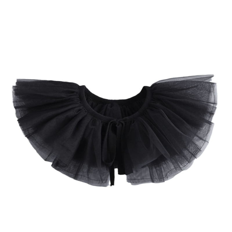 Naujas juodai baltas keturių sluoksnių tinklelio netikras antkaklis Helovinui, bjaurus pūkuotas antkaklis, „Cos Performance Props“