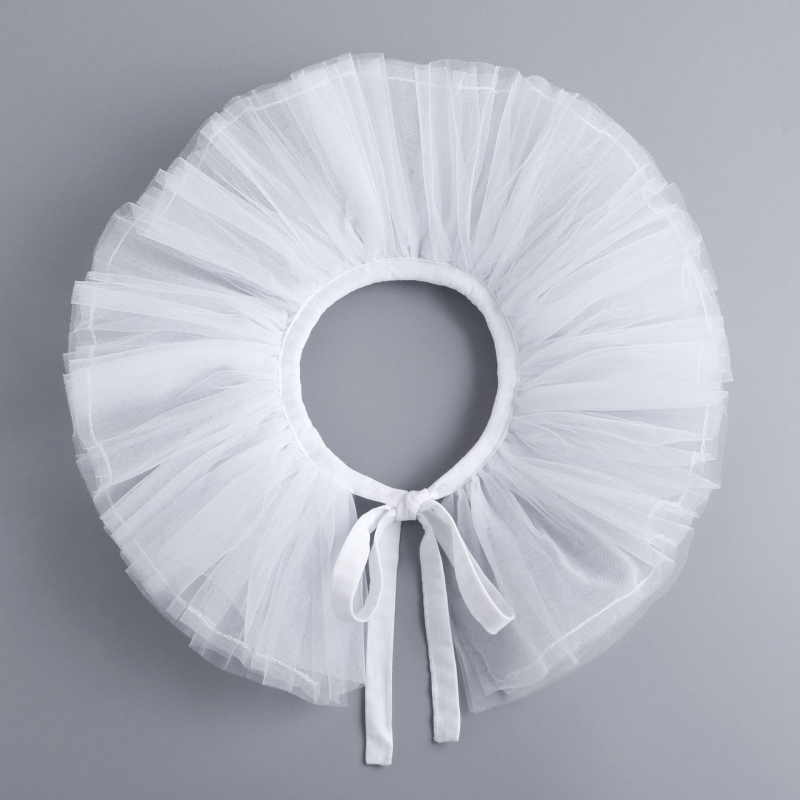 Naujas juodai baltas keturių sluoksnių tinklelio netikras antkaklis Helovinui, bjaurus pūkuotas antkaklis, „Cos Performance Props“