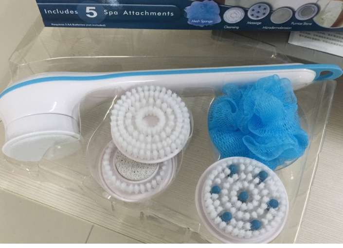 2017 Нов модел телевизор Електрическа масажна четка за вана 5 в 1 Електрическа четка за вана Масажна четка за гръб Преносима четка за гръб