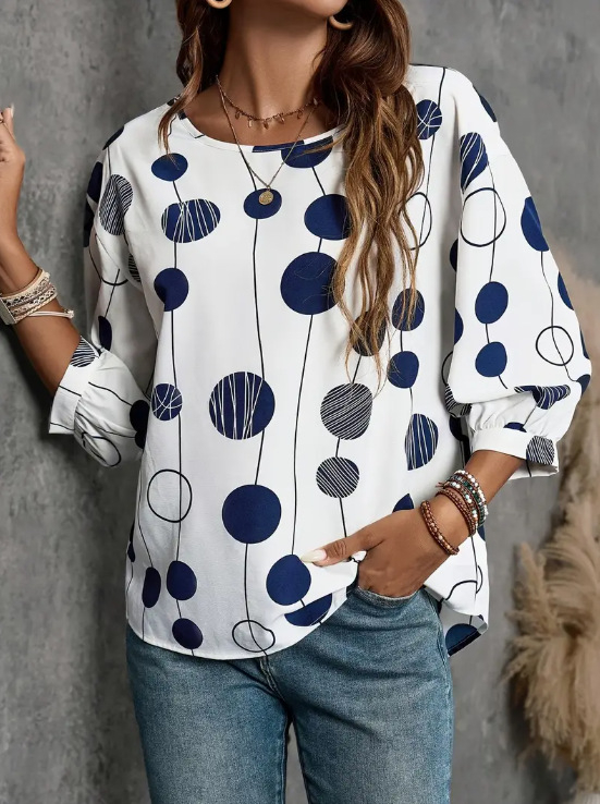 „Amazon“ paprasto natūralaus stiliaus pavasario ir vasaros nauji moteriški paprasto rašto trijų ketvirčių rankovių apvalios iškirptės marškiniai