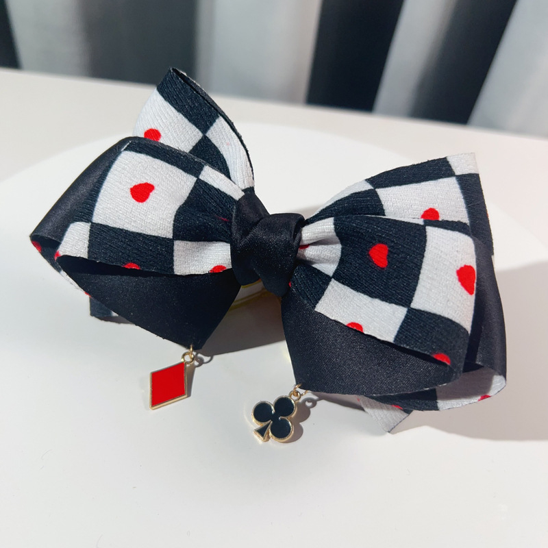 Personalizēta, pārrobežu stila, melnbalta, rūtiņu raksta pokera loku piespraude sievietēm un vīriešiem, augstas klases loku piespraude