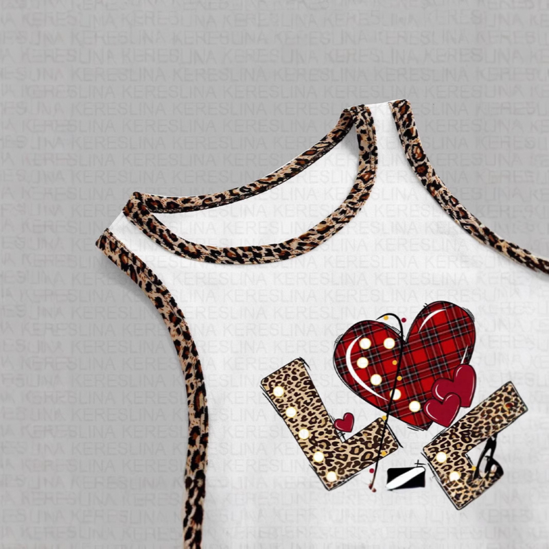 2025 m. naujos europietiško dydžio rankovių neturinčios meilės meilės raidės su spauda, europietiškos ir amerikietiškos tendencijos moteriška viršutinė liemenė