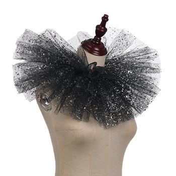 Pārrobežu Amazon klauna Cosplay apkakle ar bronzējošu pūkainu viltus apkakli, noņemamu vampīra kleitu ar daudzkārtu ielocēm