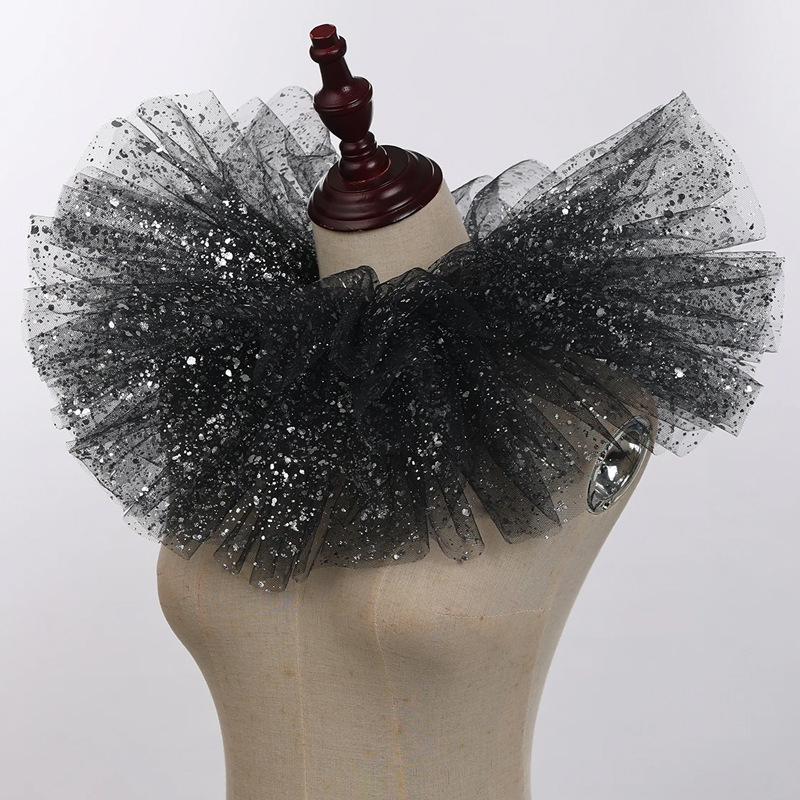 Pārrobežu Amazon klauna Cosplay apkakle ar bronzējošu pūkainu viltus apkakli, noņemamu vampīra kleitu ar daudzkārtu ielocēm