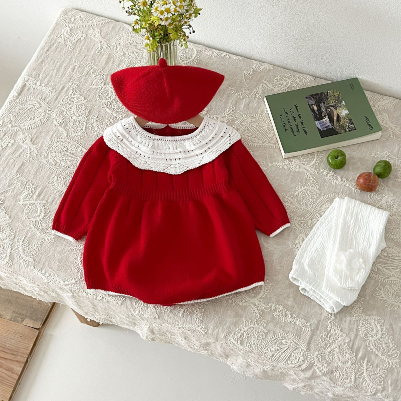 2024 m. rudens ir žiemos megztas kūdikio megztinis su ilgomis rankovėmis ir Haggis logotipu mergaitėms, skirtas laisvalaikiui