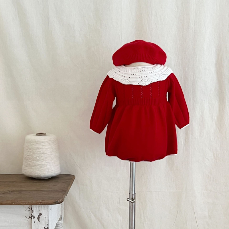 2024 m. rudens ir žiemos megztas kūdikio megztinis su ilgomis rankovėmis ir Haggis logotipu mergaitėms, skirtas laisvalaikiui