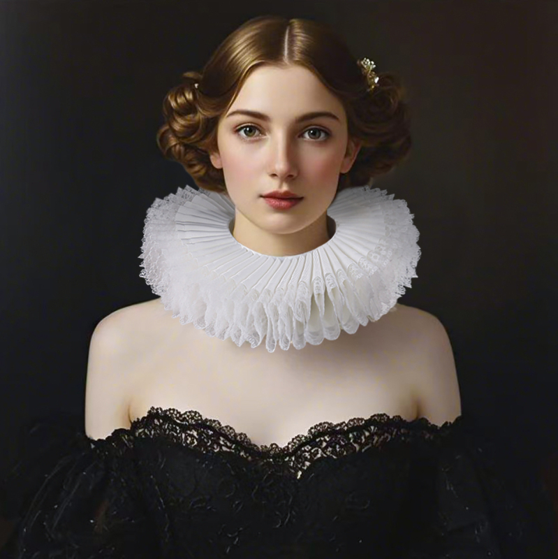 Χειροποίητο κολάρο Elizabeth Artistic Rafer με δαντέλα και ραφές, υπερβολικό ψεύτικο κολάρο, υψηλής ποιότητας αξεσουάρ όπερας
