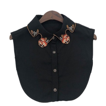 Νέο κλασικό κεντημένο ψεύτικο κολάρο, παιχνιδιάρικο σιφόν με μοτίβο μανιταριών με εξαιρετικό ασπρόμαυρο ψεύτικο κολάρο για γυναίκες