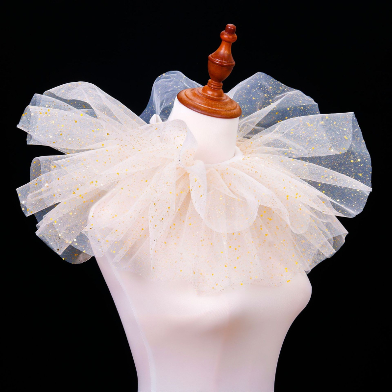 Tarpvalstybinis „Amazon“ pūkuotas tinklelis, netikras apykaklis, maskaradas, klounas, cirko aksesuarai, grupės pasirodymas, nuotrauka, kaklo apimtis