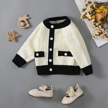 Διασυνοριακές Εισαγωγές Φθινόπωρο και Χειμώνας Νέο Κορίτσι Πλεκτό Πουλόβερ με Στυλ Chanel για Μωρό, Κούκλα για Μωρό, Χαριτωμένο Πουλόβερ με Παλτό