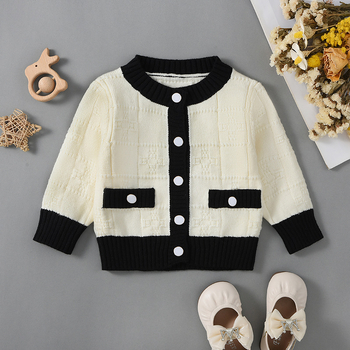 Διασυνοριακές Εισαγωγές Φθινόπωρο και Χειμώνας Νέο Κορίτσι Πλεκτό Πουλόβερ με Στυλ Chanel για Μωρό, Κούκλα για Μωρό, Χαριτωμένο Πουλόβερ με Παλτό