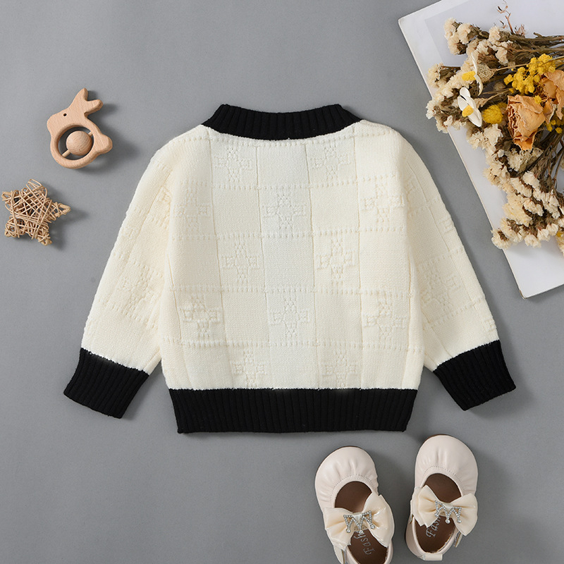 Διασυνοριακές Εισαγωγές Φθινόπωρο και Χειμώνας Νέο Κορίτσι Πλεκτό Πουλόβερ με Στυλ Chanel για Μωρό, Κούκλα για Μωρό, Χαριτωμένο Πουλόβερ με Παλτό