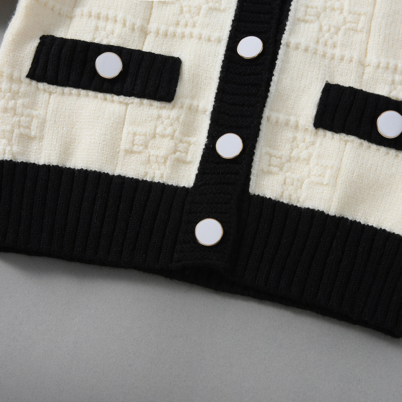 Διασυνοριακές Εισαγωγές Φθινόπωρο και Χειμώνας Νέο Κορίτσι Πλεκτό Πουλόβερ με Στυλ Chanel για Μωρό, Κούκλα για Μωρό, Χαριτωμένο Πουλόβερ με Παλτό