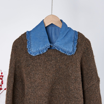 Άμεση προμήθεια από εργοστάσιο πλύσιμο τζιν με βολάν δαντέλα γιακά ζεστό εξωτερικό διακοσμητικό ψεύτικο κολάρο παιδικό εσωτερικό κολάρο χονδρικής