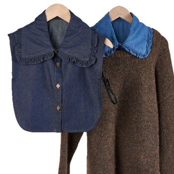 Άμεση προμήθεια από εργοστάσιο πλύσιμο τζιν με βολάν δαντέλα γιακά ζεστό εξωτερικό διακοσμητικό ψεύτικο κολάρο παιδικό εσωτερικό κολάρο χονδρικής