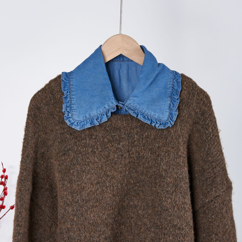 Tiesioginis gamyklinis tiekimas, skalbimas, džinsinio audinio, rauktos nėriniuotos apykaklės, šilta išorinė, dekoratyvinė, dirbtinė apykaklė, vaikiška vidinė apykaklė, didmeninė prekyba.