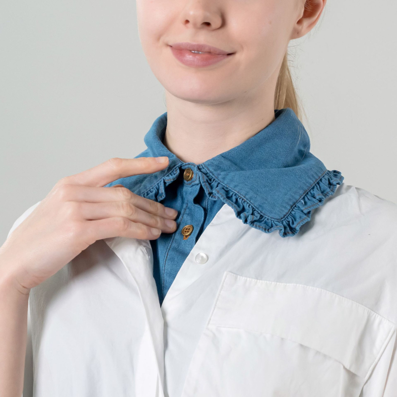 Tiesioginis gamyklinis tiekimas, skalbimas, džinsinio audinio, rauktos nėriniuotos apykaklės, šilta išorinė, dekoratyvinė, dirbtinė apykaklė, vaikiška vidinė apykaklė, didmeninė prekyba.