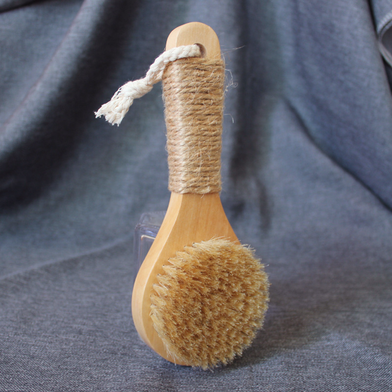 20 cm-es csúszásmentes rövid nyél, tömörfa sörtéjű fürdőkefe, fürdőkefe, dörzsölő, hamutartó kefe, egész testre való száraz kefe