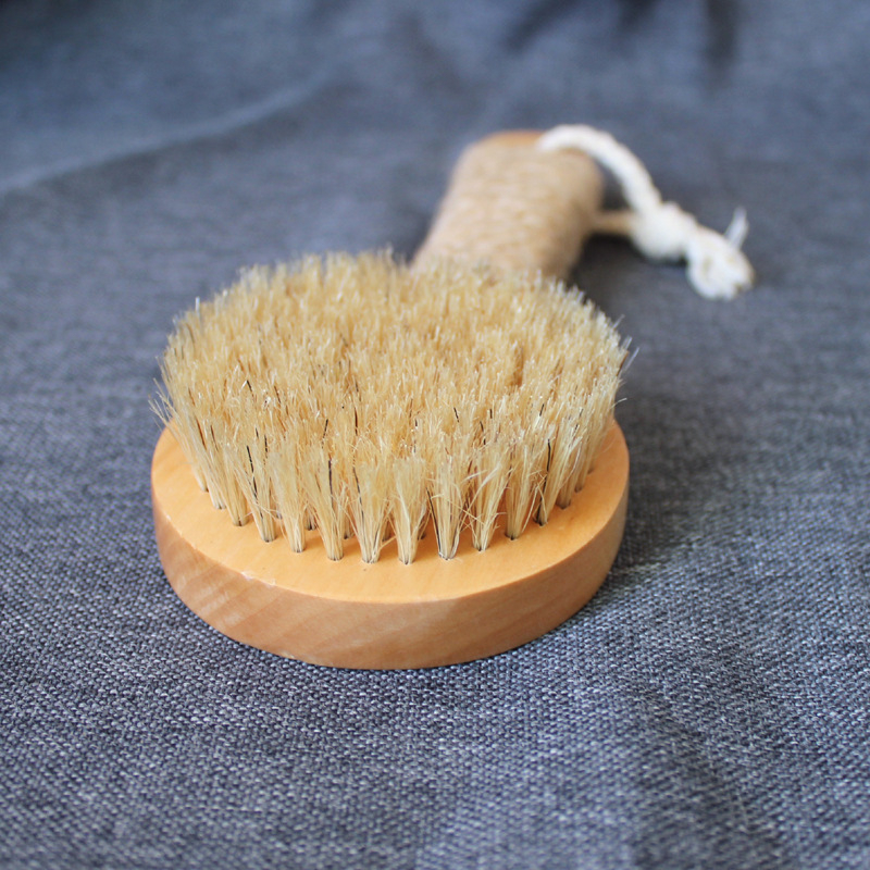 20 cm-es csúszásmentes rövid nyél, tömörfa sörtéjű fürdőkefe, fürdőkefe, dörzsölő, hamutartó kefe, egész testre való száraz kefe