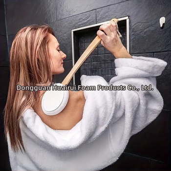 Глава за четка от вълна EVA с дървена дръжка, апликатор за четка за вана с пяна, дървена четка за вана на склад