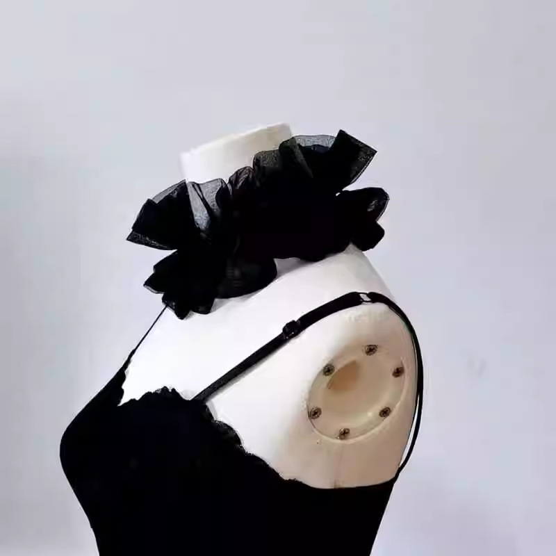 Vasaros plona juoda dramblio kaulo spalvos nuimama netikra apykaklė „Cospay“ drabužių kolokacijos dekoracijos moterims plaukams