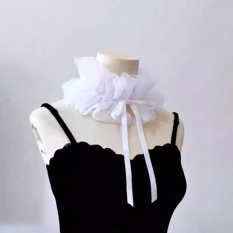 Vasaros plona juoda dramblio kaulo spalvos nuimama netikra apykaklė „Cospay“ drabužių kolokacijos dekoracijos moterims plaukams