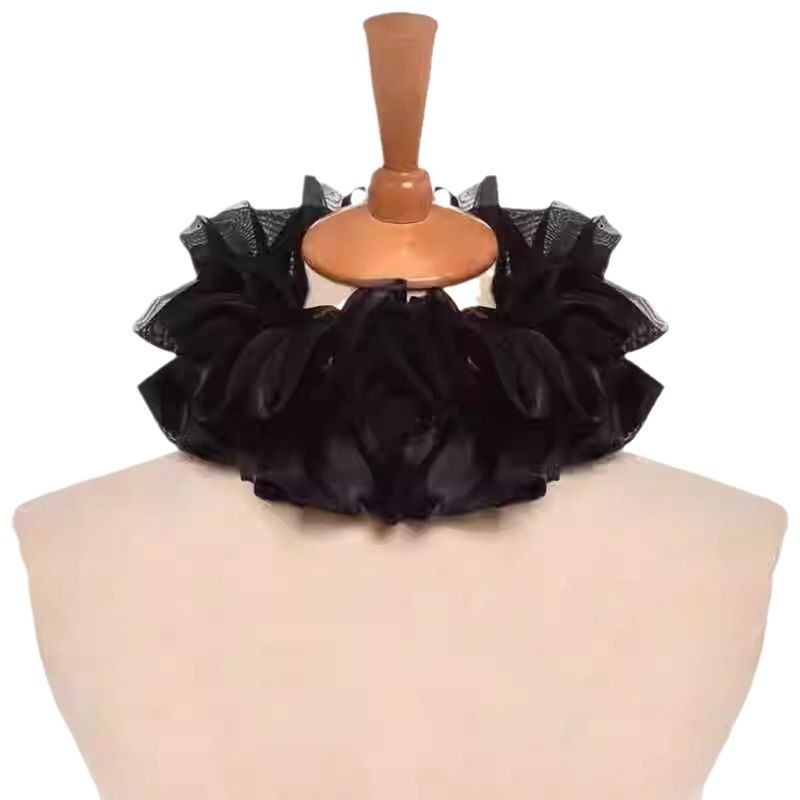 Vasaros plona juoda dramblio kaulo spalvos nuimama netikra apykaklė „Cospay“ drabužių kolokacijos dekoracijos moterims plaukams