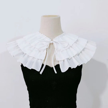 Rūmų stiliaus retro daugiasluoksnė raukta apykaklės dekoracija, elegantiškas ir mielas universalus aksesuaras moterims, nėriniuota apykaklė