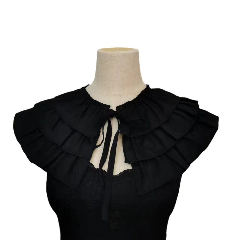 Rūmų stiliaus retro daugiasluoksnė raukta apykaklės dekoracija, elegantiškas ir mielas universalus aksesuaras moterims, nėriniuota apykaklė