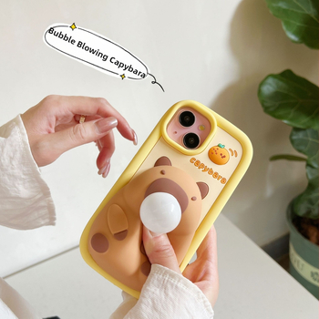 Силиконов калъф Blow Bubble Capiba за Apple 15pro Max с анимационен герой за iPhone 14 и 12, устойчив на изпускане