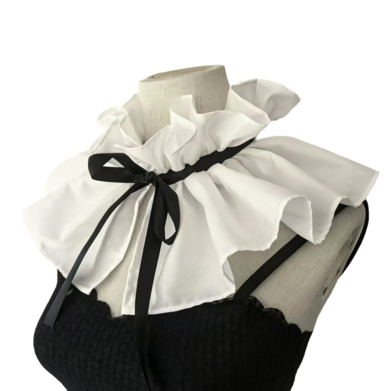 Naujas prancūziško rūmų stiliaus rauktas nėrinių aukšta apykakle retro stiliaus šalikas su netikra apykakle, madingas nėrinių audinys